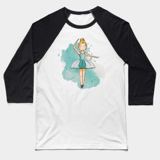 Cute ballerina girl with blue tutu Baseball T-Shirt